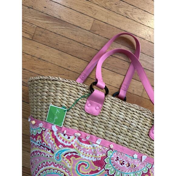 Vera Bradley Pink and Green Paisley Tote Bag - Picture 2 of 9